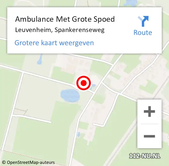 Locatie op kaart van de 112 melding: Ambulance Met Grote Spoed Naar Leuvenheim, Spankerenseweg op 30 september 2022 21:01
