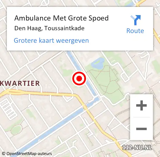 Locatie op kaart van de 112 melding: Ambulance Met Grote Spoed Naar Den Haag, Toussaintkade op 30 september 2022 23:47