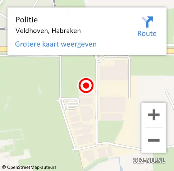 Locatie op kaart van de 112 melding: Politie Veldhoven, Habraken op 1 oktober 2022 07:09