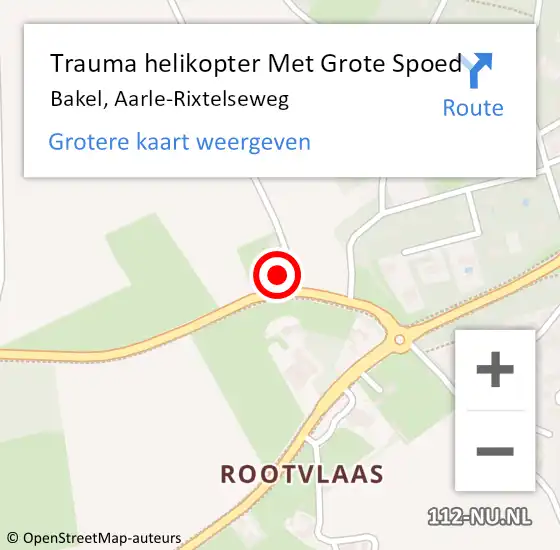 Locatie op kaart van de 112 melding: Trauma helikopter Met Grote Spoed Naar Bakel, Aarle-Rixtelseweg op 1 oktober 2022 07:26