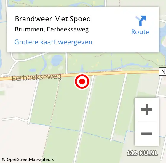Locatie op kaart van de 112 melding: Brandweer Met Spoed Naar Brummen, Eerbeekseweg op 1 oktober 2022 08:19