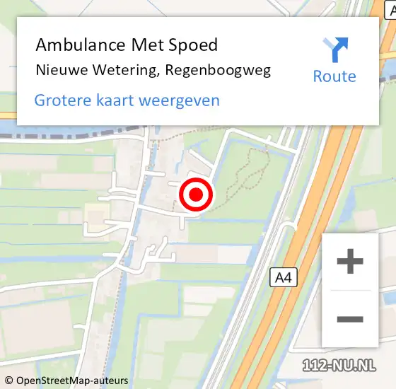 Locatie op kaart van de 112 melding: Ambulance Met Spoed Naar Nieuwe Wetering, Regenboogweg op 1 oktober 2022 09:13