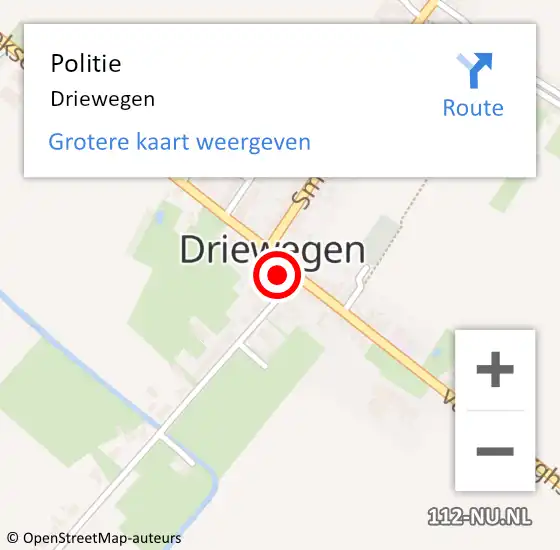 Locatie op kaart van de 112 melding: Politie Driewegen op 1 oktober 2022 10:15
