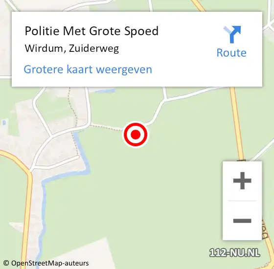 Locatie op kaart van de 112 melding: Politie Met Grote Spoed Naar Wirdum, Zuiderweg op 1 oktober 2022 11:14
