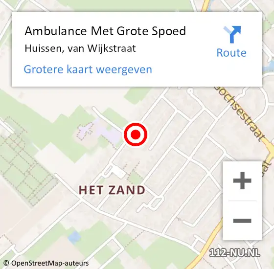 Locatie op kaart van de 112 melding: Ambulance Met Grote Spoed Naar Huissen, van Wijkstraat op 1 oktober 2022 11:16
