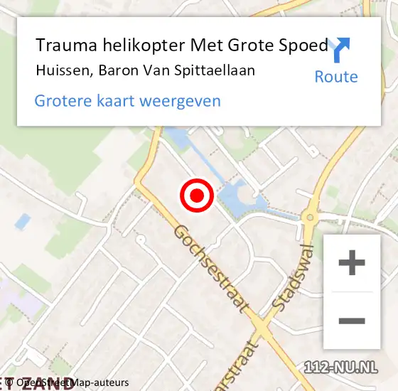 Locatie op kaart van de 112 melding: Trauma helikopter Met Grote Spoed Naar Huissen, Baron Van Spittaellaan op 1 oktober 2022 11:41