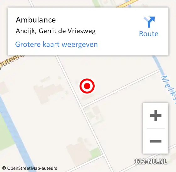 Locatie op kaart van de 112 melding: Ambulance Andijk, Gerrit de Vriesweg op 1 oktober 2022 13:42