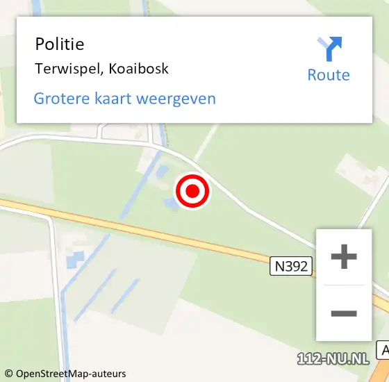 Locatie op kaart van de 112 melding: Politie Terwispel, Koaibosk op 1 oktober 2022 15:35