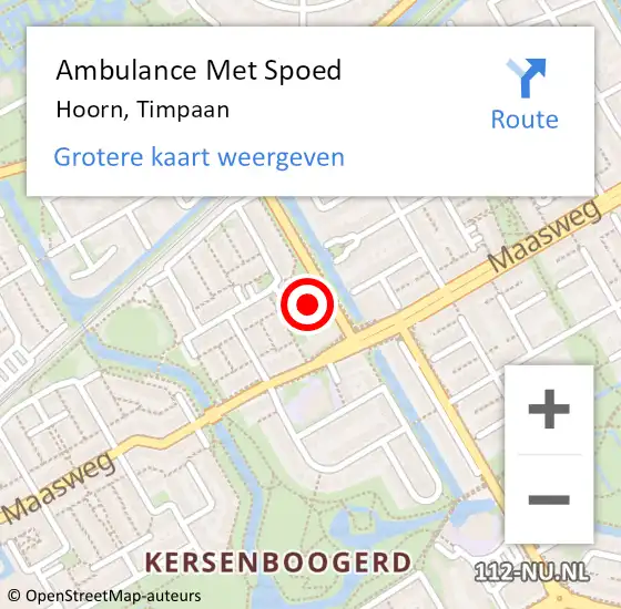 Locatie op kaart van de 112 melding: Ambulance Met Spoed Naar Hoorn, Timpaan op 1 oktober 2022 15:57