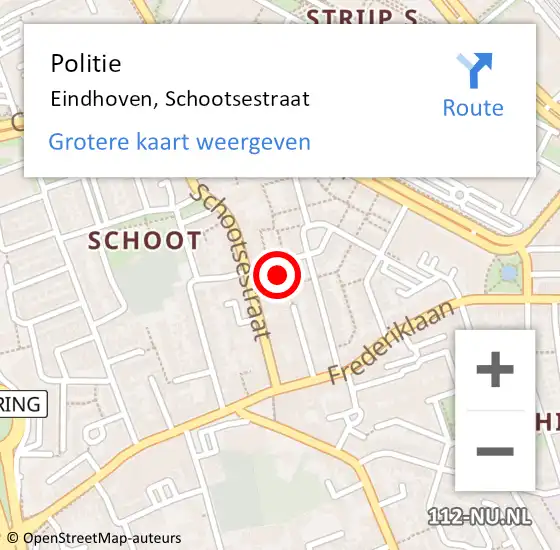 Locatie op kaart van de 112 melding: Politie Eindhoven, Schootsestraat op 1 oktober 2022 16:00