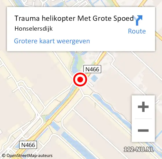Locatie op kaart van de 112 melding: Trauma helikopter Met Grote Spoed Naar Honselersdijk op 1 oktober 2022 16:36