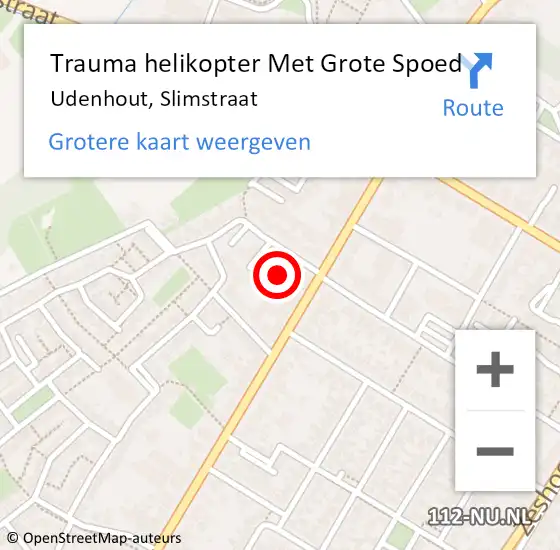 Locatie op kaart van de 112 melding: Trauma helikopter Met Grote Spoed Naar Udenhout, Slimstraat op 1 oktober 2022 17:43