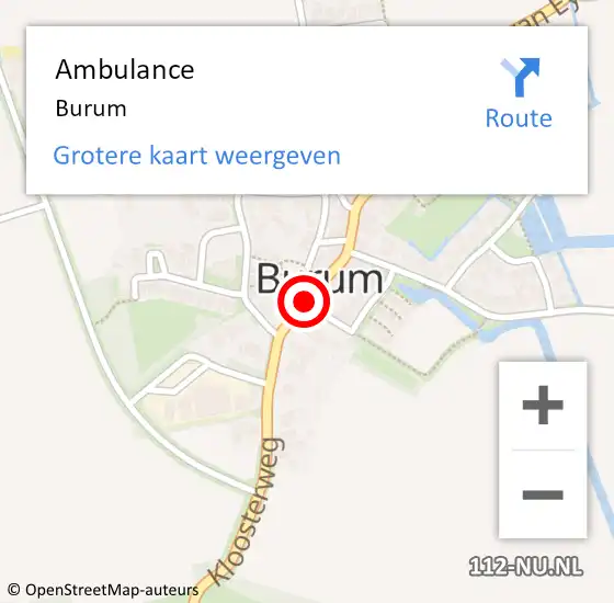 Locatie op kaart van de 112 melding: Ambulance Burum op 1 oktober 2022 18:23