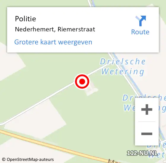 Locatie op kaart van de 112 melding: Politie Nederhemert, Riemerstraat op 1 oktober 2022 20:35
