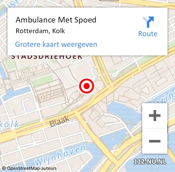 Locatie op kaart van de 112 melding: Ambulance Met Spoed Naar Rotterdam, Kolk op 1 oktober 2022 20:49