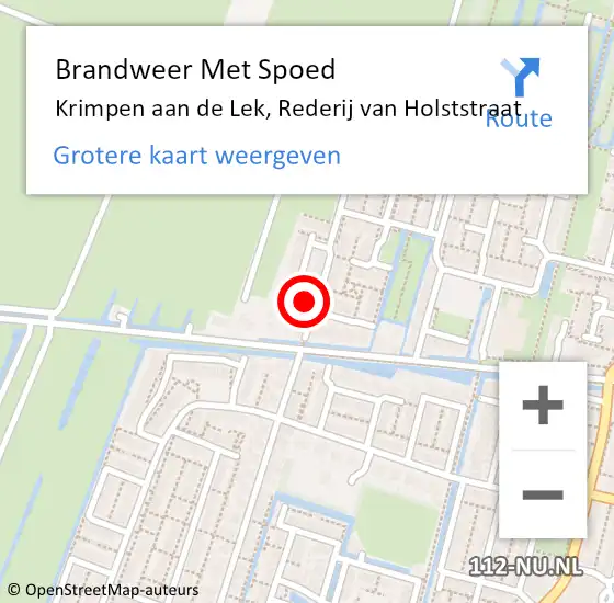 Locatie op kaart van de 112 melding: Brandweer Met Spoed Naar Krimpen aan de Lek, Rederij van Holststraat op 1 oktober 2022 22:45