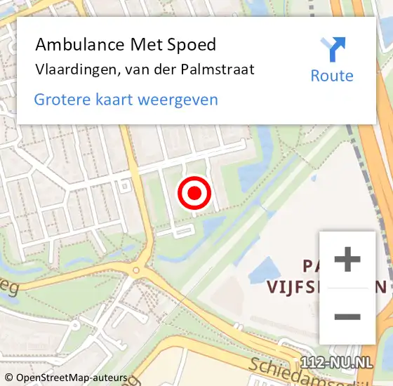 Locatie op kaart van de 112 melding: Ambulance Met Spoed Naar Vlaardingen, van der Palmstraat op 1 oktober 2022 22:49
