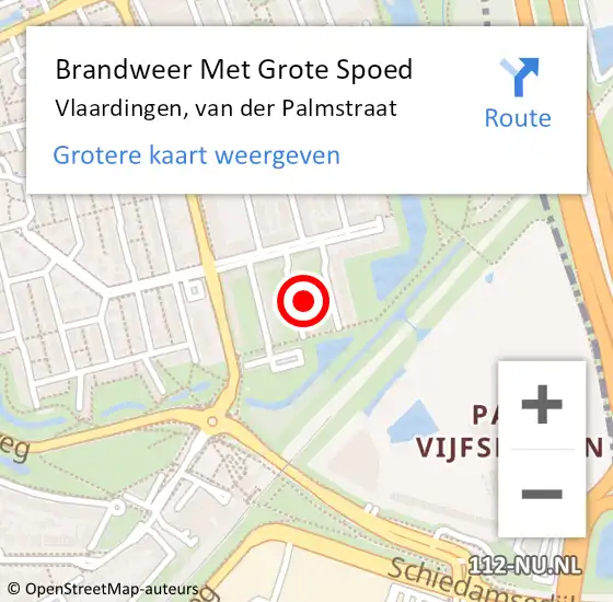 Locatie op kaart van de 112 melding: Brandweer Met Grote Spoed Naar Vlaardingen, van der Palmstraat op 1 oktober 2022 22:49