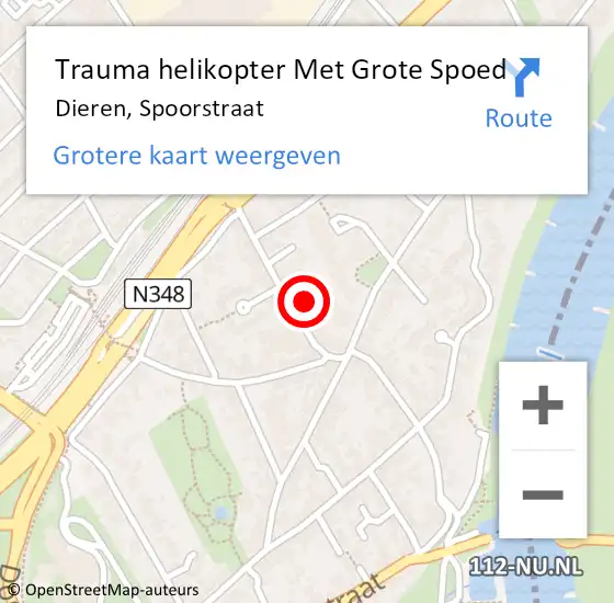 Locatie op kaart van de 112 melding: Trauma helikopter Met Grote Spoed Naar Dieren, Spoorstraat op 2 oktober 2022 01:34