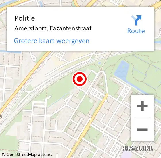 Locatie op kaart van de 112 melding: Politie Amersfoort, Fazantenstraat op 2 oktober 2022 01:35