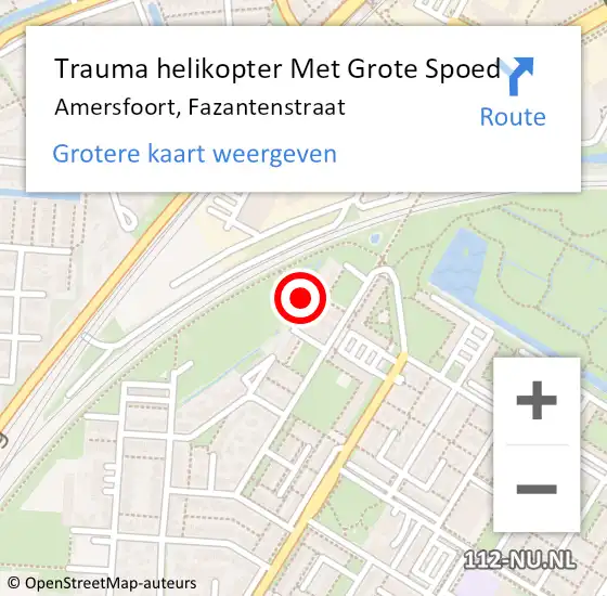 Locatie op kaart van de 112 melding: Trauma helikopter Met Grote Spoed Naar Amersfoort, Fazantenstraat op 2 oktober 2022 01:35