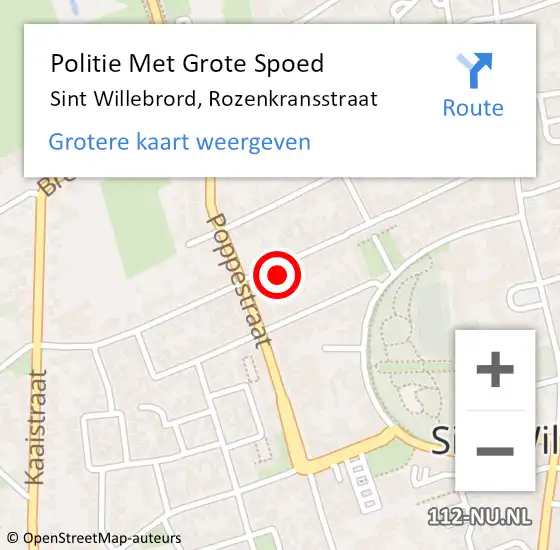 Locatie op kaart van de 112 melding: Politie Met Grote Spoed Naar Sint Willebrord, Rozenkransstraat op 2 oktober 2022 02:01