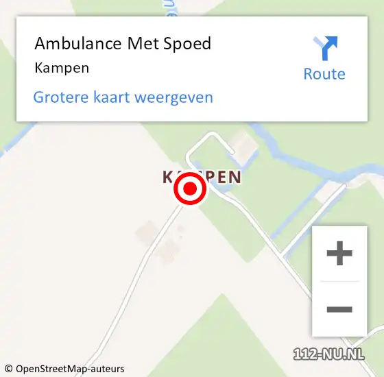 Locatie op kaart van de 112 melding: Ambulance Met Spoed Naar Kampen op 2 oktober 2022 02:04
