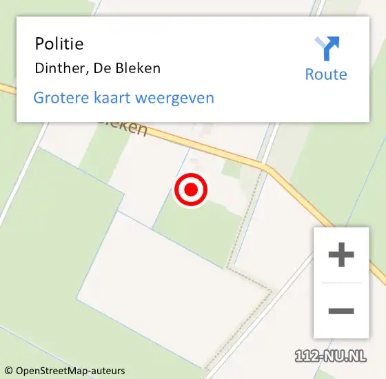 Locatie op kaart van de 112 melding: Politie Dinther, De Bleken op 2 oktober 2022 02:47