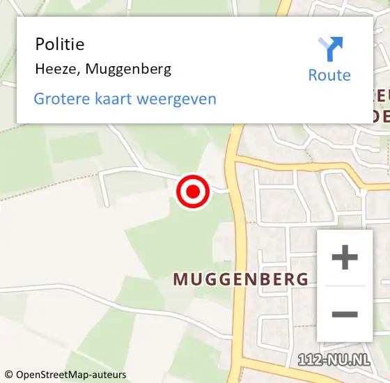 Locatie op kaart van de 112 melding: Politie Heeze, Muggenberg op 2 oktober 2022 03:33