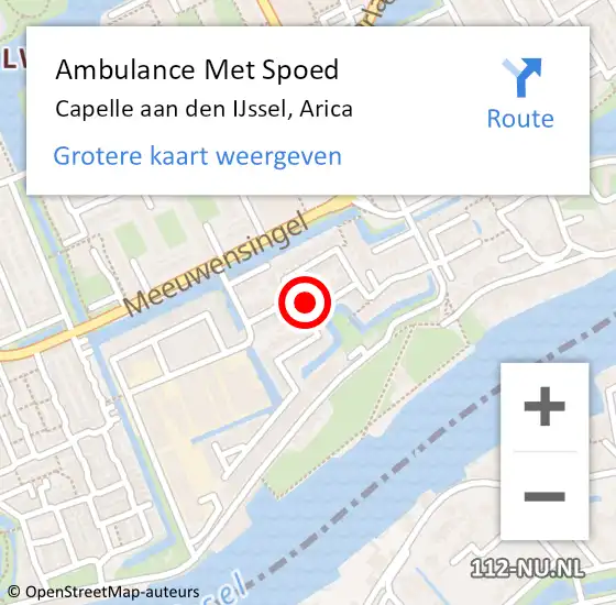 Locatie op kaart van de 112 melding: Ambulance Met Spoed Naar Capelle aan den IJssel, Arica op 2 oktober 2022 05:51