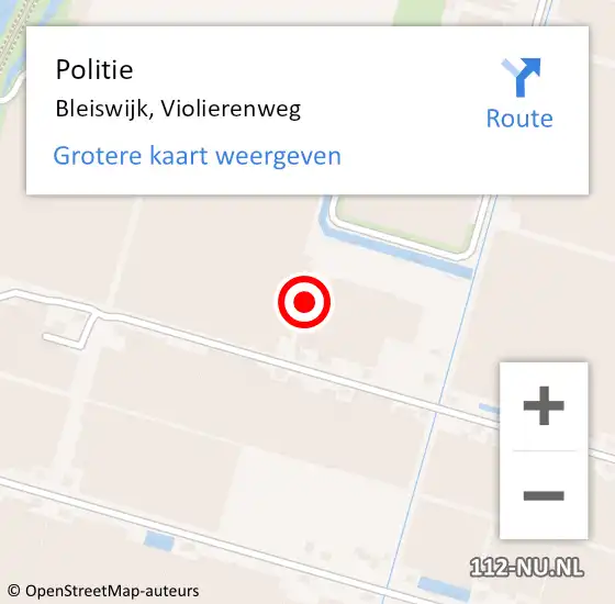 Locatie op kaart van de 112 melding: Politie Bleiswijk, Violierenweg op 2 oktober 2022 08:54