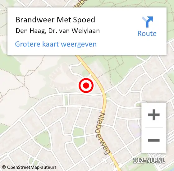 Locatie op kaart van de 112 melding: Brandweer Met Spoed Naar Den Haag, Dr. van Welylaan op 2 oktober 2022 09:59