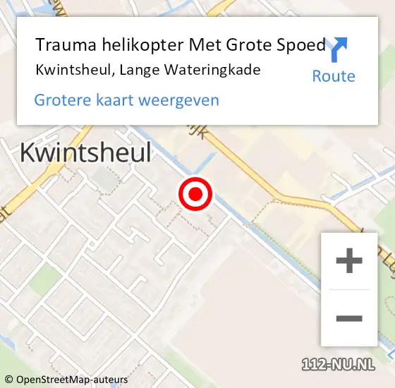 Locatie op kaart van de 112 melding: Trauma helikopter Met Grote Spoed Naar Kwintsheul, Lange Wateringkade op 2 oktober 2022 11:59
