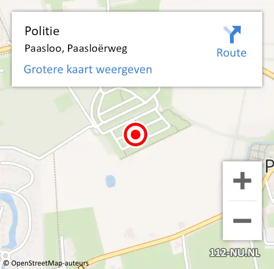 Locatie op kaart van de 112 melding: Politie Paasloo, Paasloërweg op 2 oktober 2022 11:59
