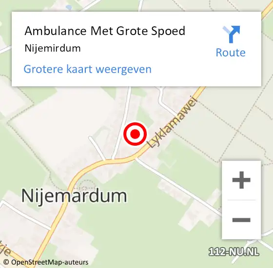 Locatie op kaart van de 112 melding: Ambulance Met Grote Spoed Naar Nijemirdum op 2 oktober 2022 12:27