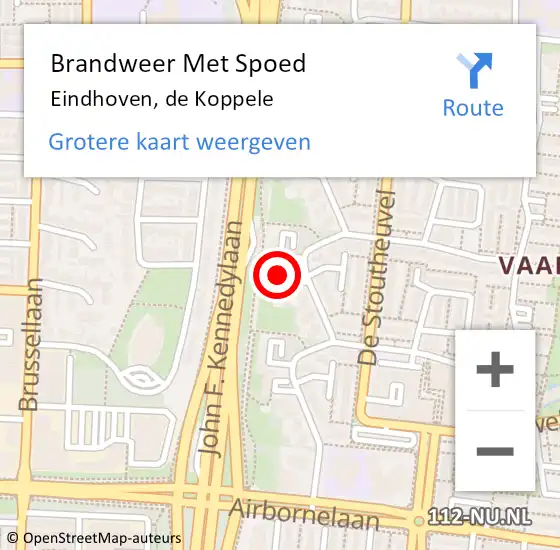 Locatie op kaart van de 112 melding: Brandweer Met Spoed Naar Eindhoven, de Koppele op 2 oktober 2022 15:50