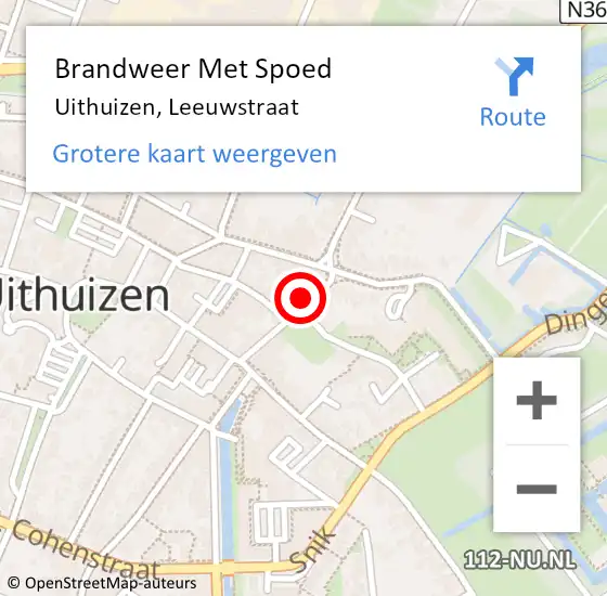 Locatie op kaart van de 112 melding: Brandweer Met Spoed Naar Uithuizen, Leeuwstraat op 2 oktober 2022 16:43