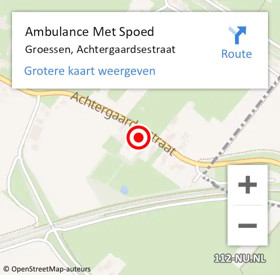 Locatie op kaart van de 112 melding: Ambulance Met Spoed Naar Groessen, Achtergaardsestraat op 2 oktober 2022 18:33