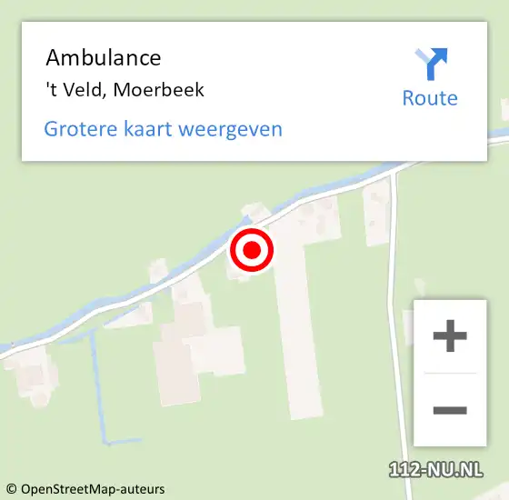 Locatie op kaart van de 112 melding: Ambulance 't Veld, Moerbeek op 2 oktober 2022 18:34