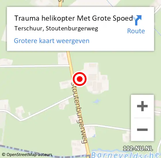 Locatie op kaart van de 112 melding: Trauma helikopter Met Grote Spoed Naar Terschuur, Stoutenburgerweg op 2 oktober 2022 19:48