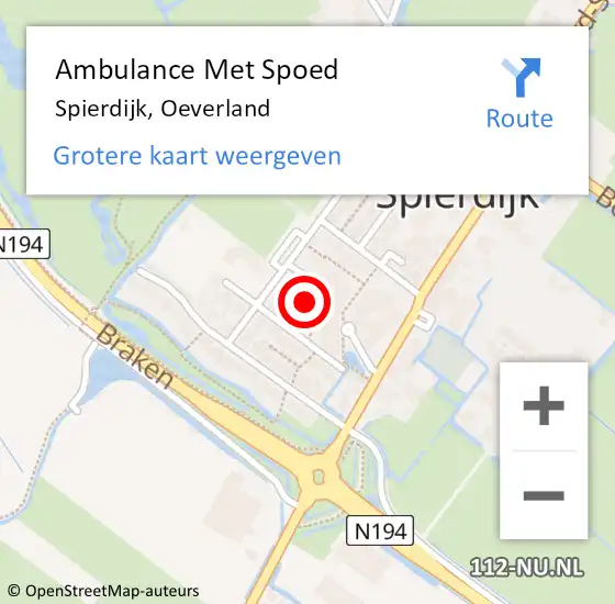 Locatie op kaart van de 112 melding: Ambulance Met Spoed Naar Spierdijk, Oeverland op 2 oktober 2022 21:13