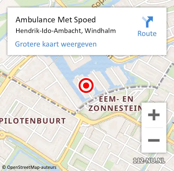 Locatie op kaart van de 112 melding: Ambulance Met Spoed Naar Hendrik-Ido-Ambacht, Windhalm op 2 oktober 2022 22:14