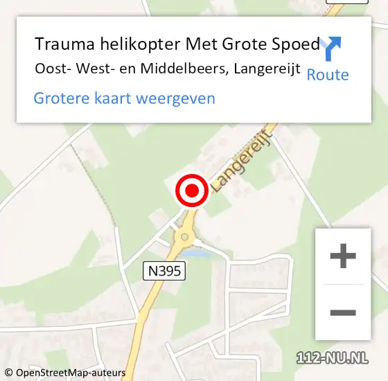 Locatie op kaart van de 112 melding: Trauma helikopter Met Grote Spoed Naar Oost- West- en Middelbeers, Langereijt op 2 oktober 2022 22:22