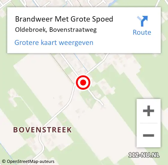 Locatie op kaart van de 112 melding: Brandweer Met Grote Spoed Naar Oldebroek, Bovenstraatweg op 3 oktober 2022 00:50