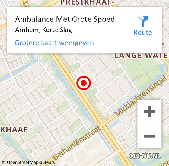 Locatie op kaart van de 112 melding: Ambulance Met Grote Spoed Naar Arnhem, Korte Slag op 3 oktober 2022 06:34