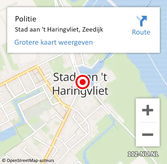 Locatie op kaart van de 112 melding: Politie Stad aan 't Haringvliet, Zeedijk op 3 oktober 2022 07:01