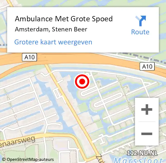 Locatie op kaart van de 112 melding: Ambulance Met Grote Spoed Naar Amsterdam, Stenen Beer op 3 oktober 2022 08:15