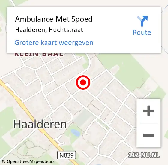 Locatie op kaart van de 112 melding: Ambulance Met Spoed Naar Haalderen, Huchtstraat op 3 oktober 2022 08:43