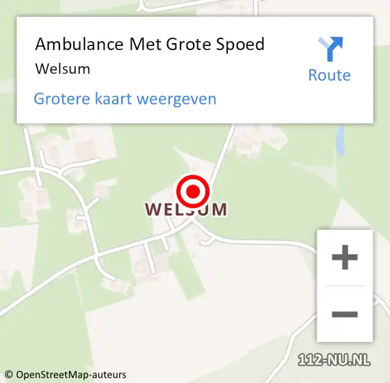 Locatie op kaart van de 112 melding: Ambulance Met Grote Spoed Naar Welsum op 3 oktober 2022 08:49
