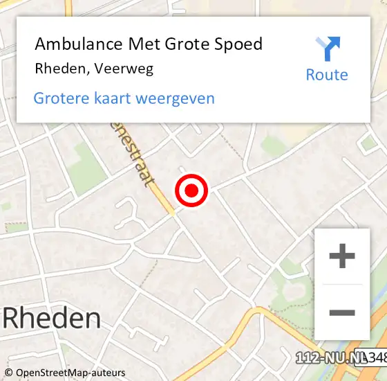 Locatie op kaart van de 112 melding: Ambulance Met Grote Spoed Naar Rheden, Veerweg op 3 oktober 2022 10:09